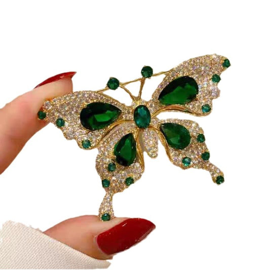 Light Luxury Emerald Butterfly Brooch for Women