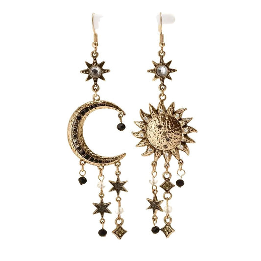Long Sun & Moon Earrings for Women – Retro Style Jewelry