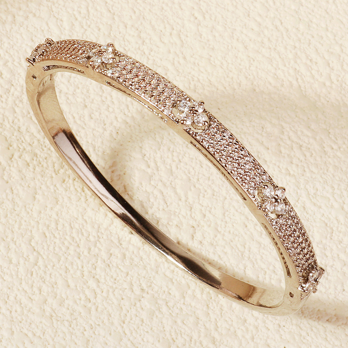 Non-Fading Copper Bracelet with Inlaid Zircon Buckle — Women’s Jewelry