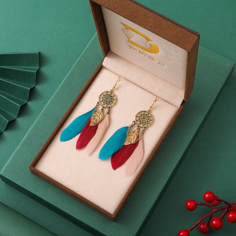 Creative Retro Dream catcher Feather Earrings – Boho Fashion Jewelry