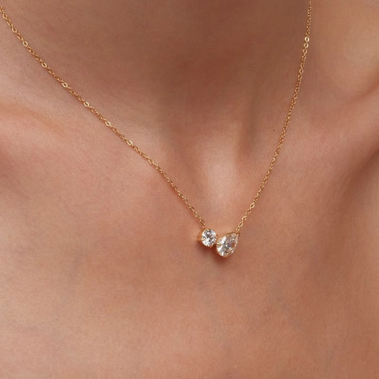 Women's S925 Sterling Silver Water Drop Rhinestone Necklace