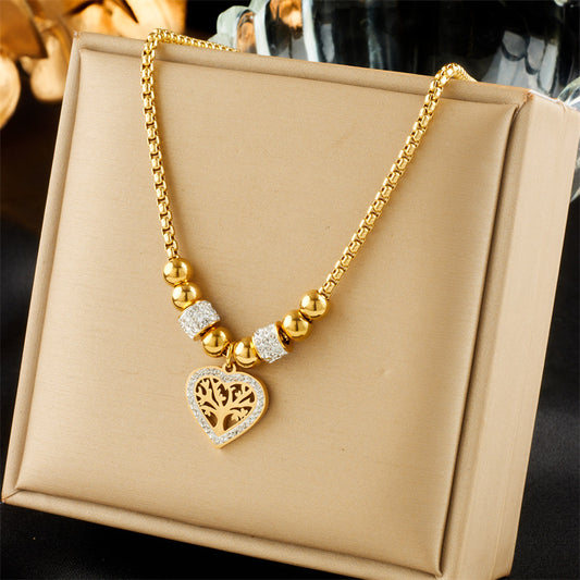 Lucky Tree & Love Pendant Necklace – Simple Personality Jewelry for Women