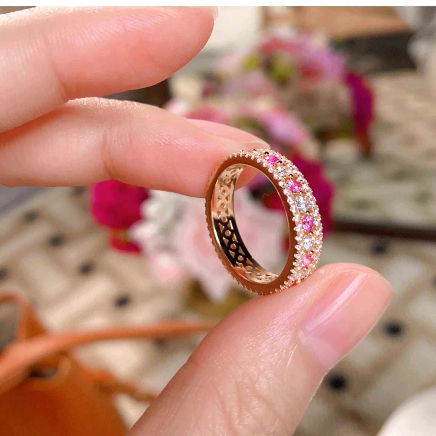 Women's Row Diamond White Stone Ring