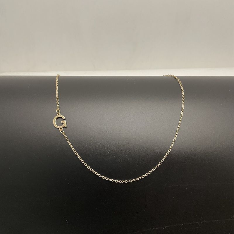 Dainty 14K Gold Plated Sideways Initial Necklace — Cute Name Choker