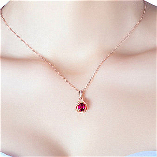 Rose Gold Goddess Pendant with Imitation Ruby, Tourmaline & Jacinth Stones