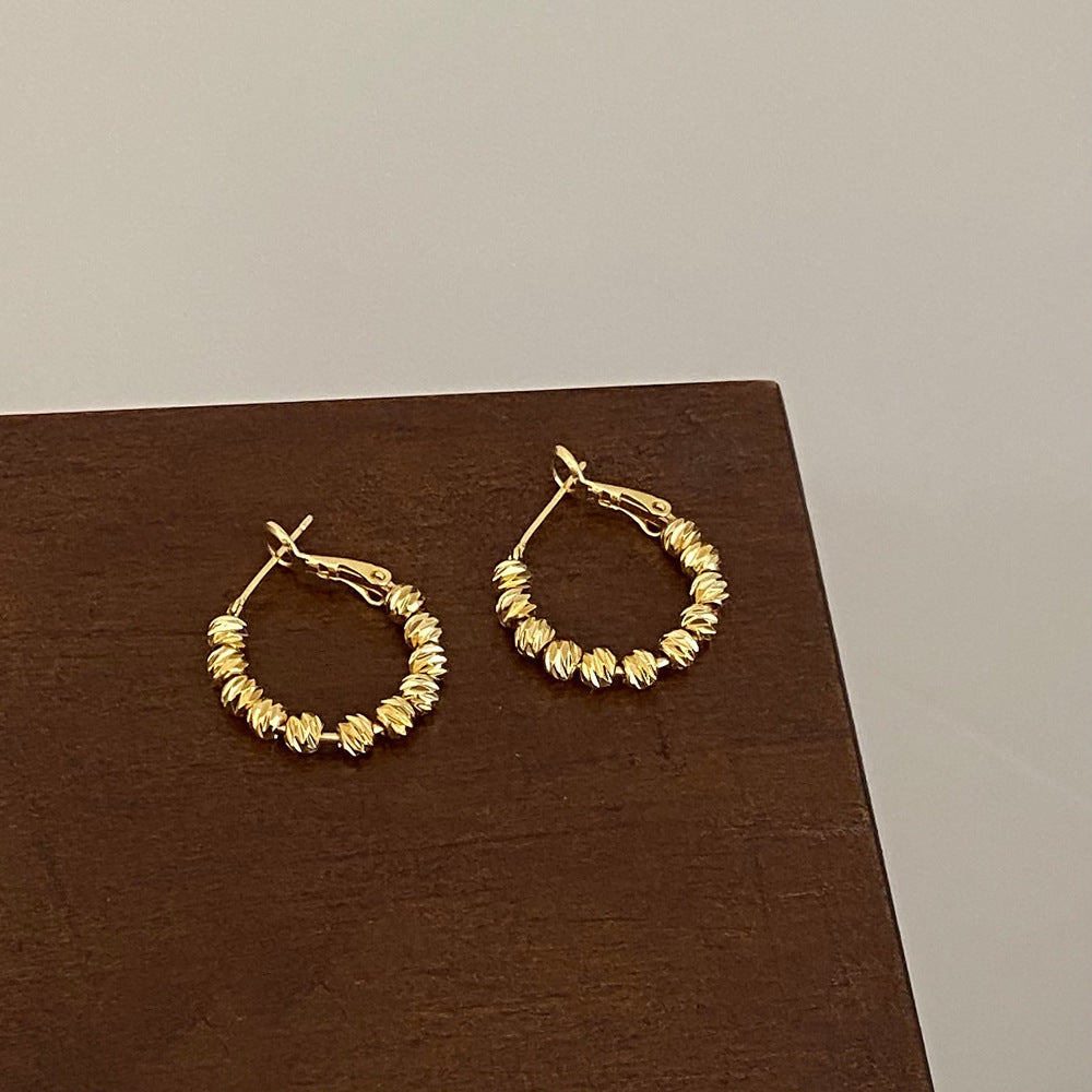 Simple Gold Good Luck Bead Earrings