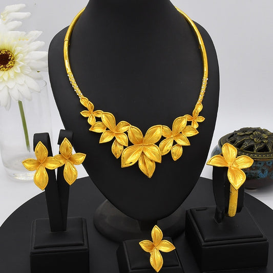 Four-Piece Jewelry Set — Necklace, Earrings, Ring & Bracelet