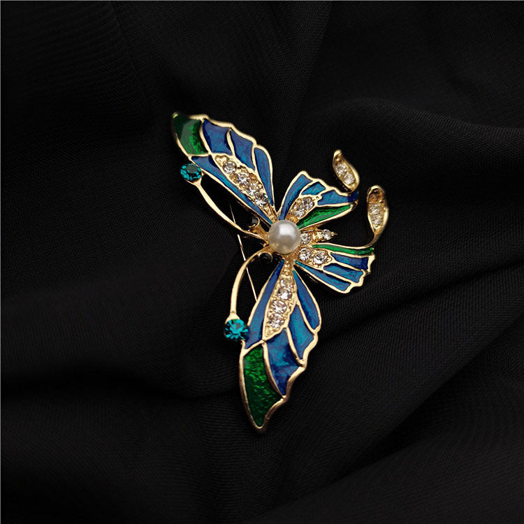 Retro Western Enamel Butterfly Brooch — Court Style
