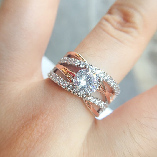 Simple 14K Gold Cross Zircon Ring for Women – Elegant & Minimalist