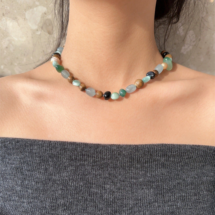 Natural Stone & Agar-wood Necklace