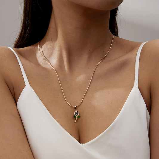 Elegant Tulip Diamond-Studded Necklace and Bracelet – Women's Fashion Jewelry