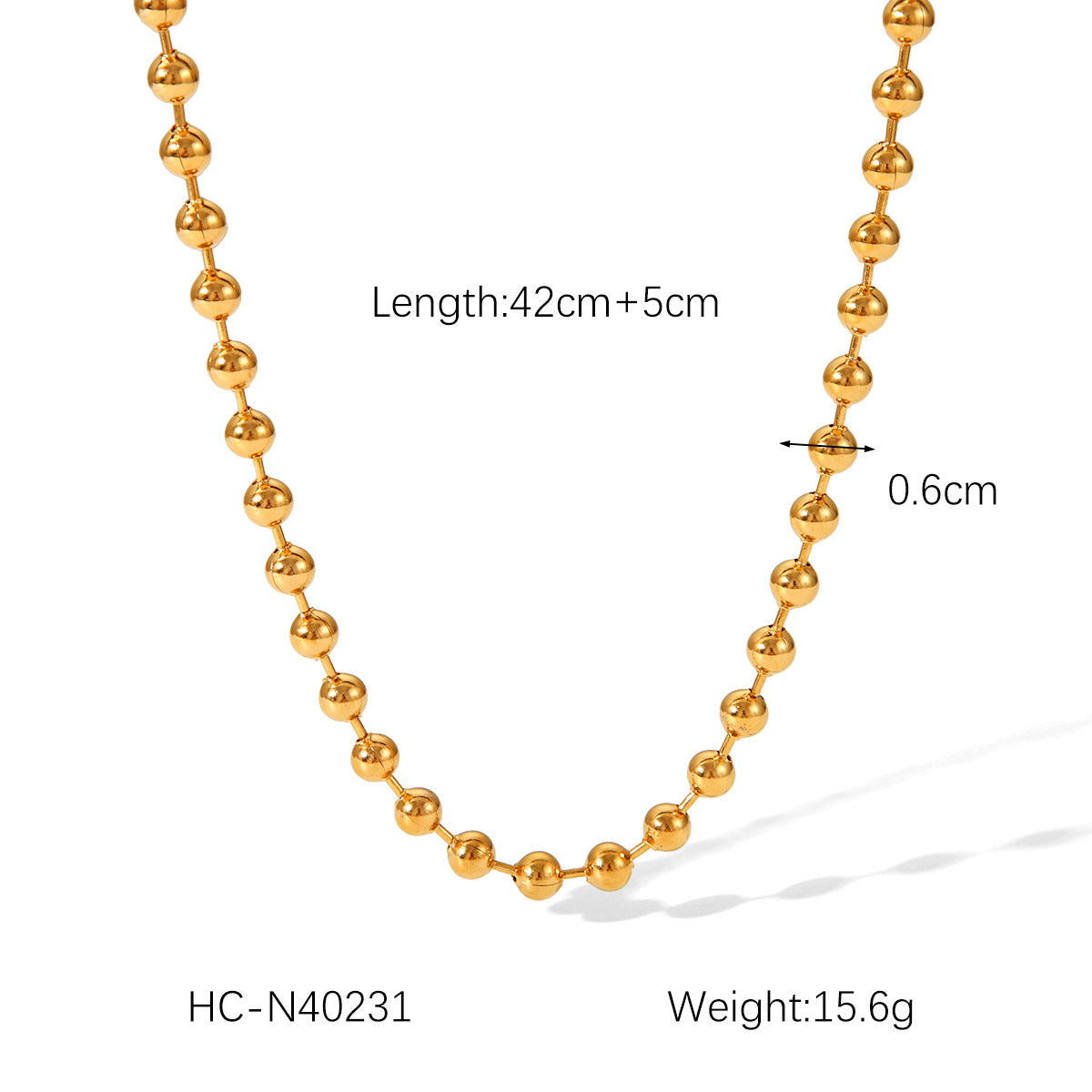 Fashion 18K Gold Plated Handmade Ball Bead Chain
