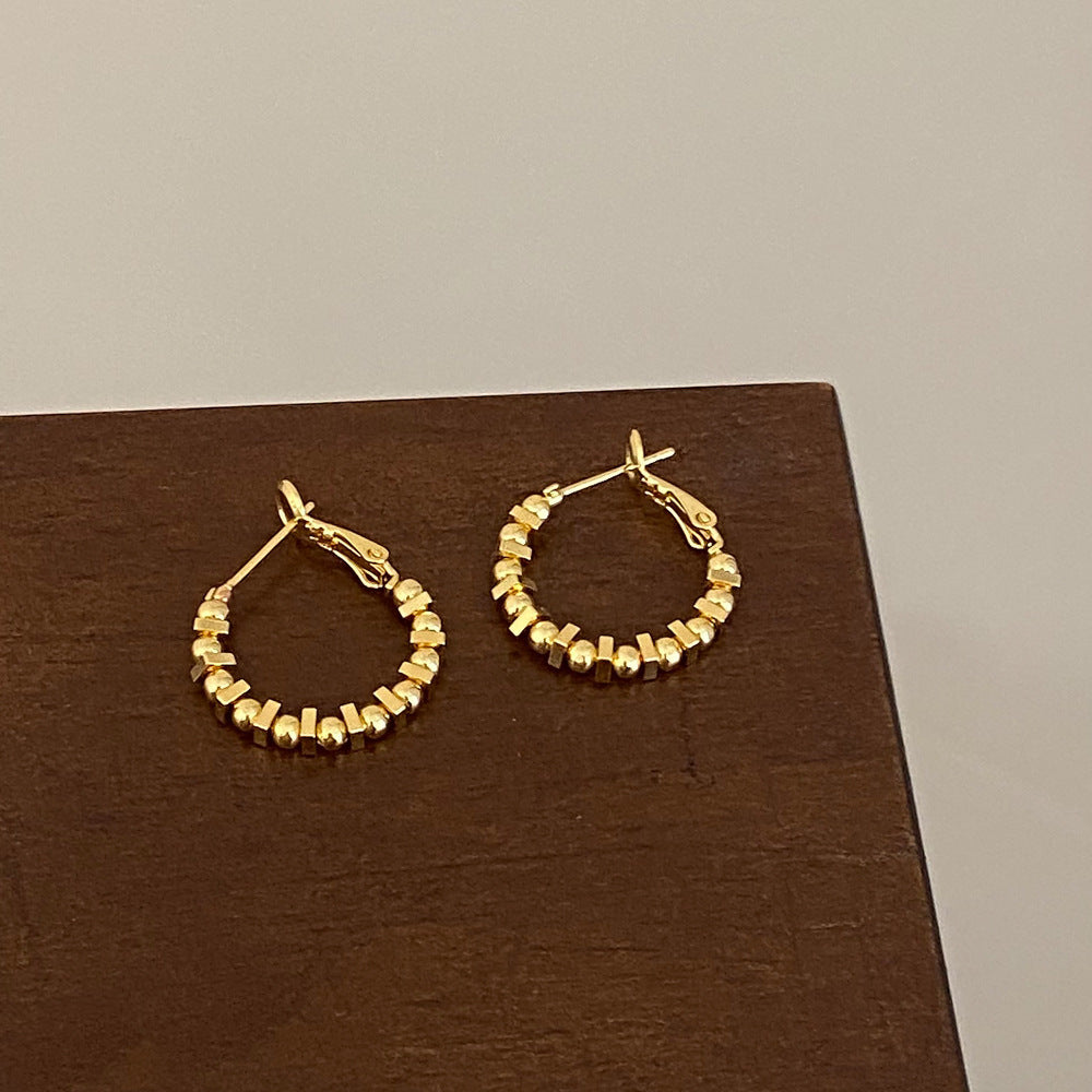 Simple Gold Good Luck Bead Earrings