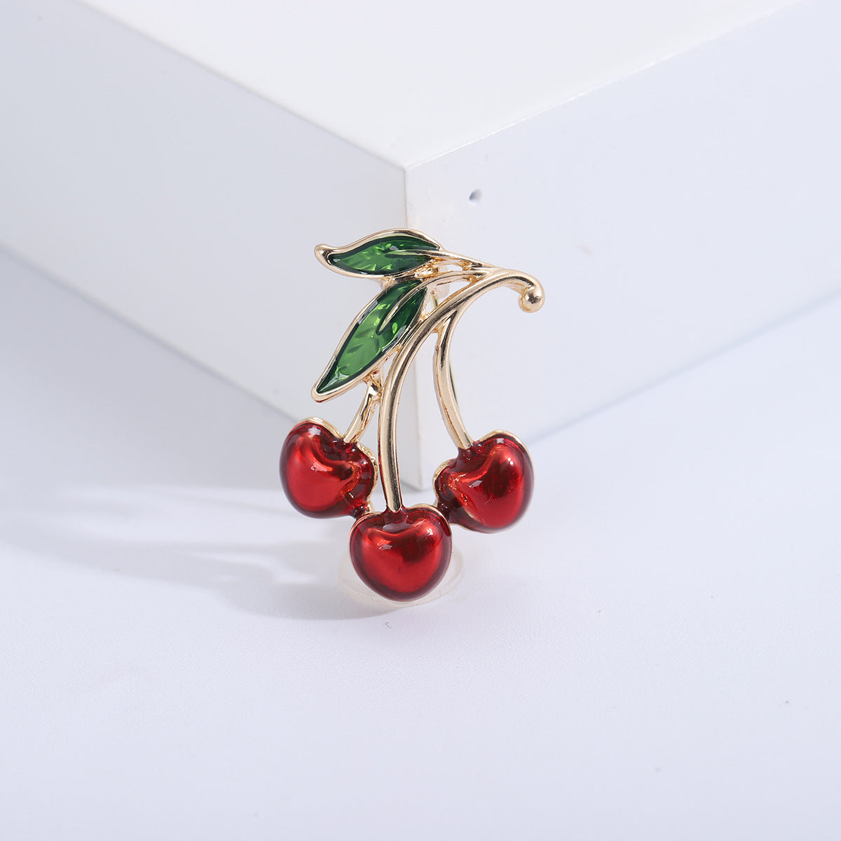 Red Cherry Drip-Enamel Brooch – Playful and Chic Fruit Accent