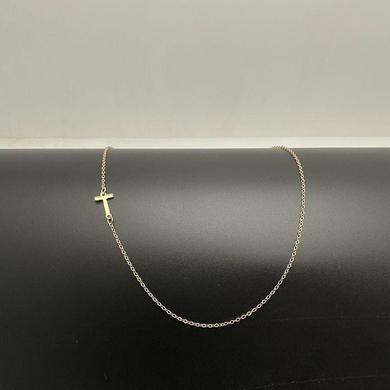 Dainty 14K Gold Plated Sideways Initial Necklace — Cute Name Choker