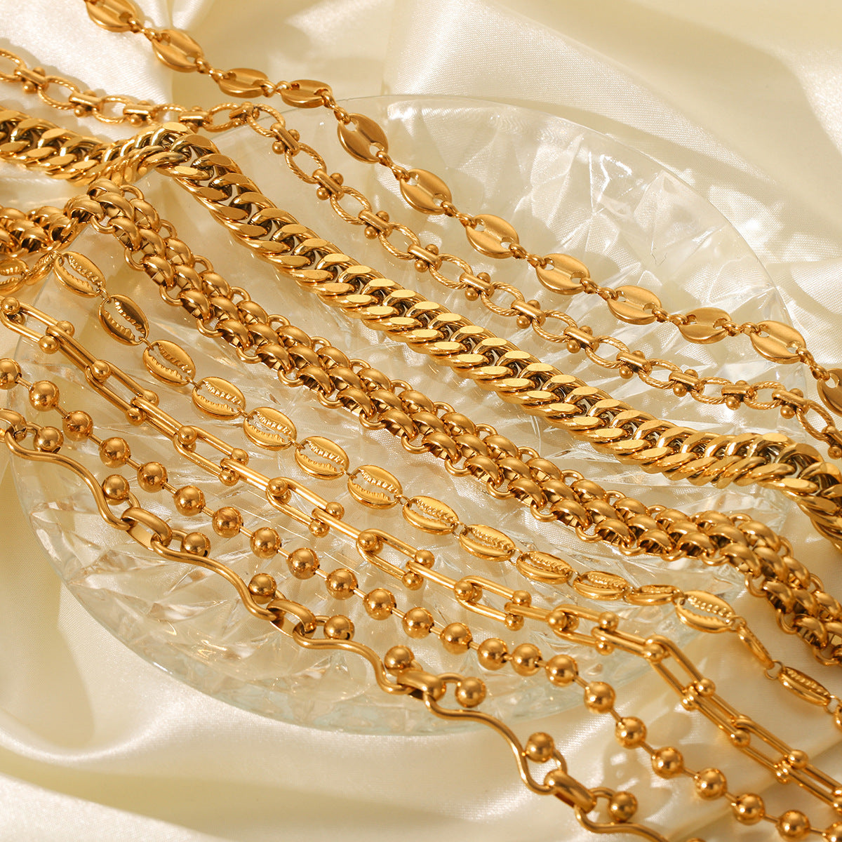 Fashion 18K Gold Plated Handmade Ball Bead Chain