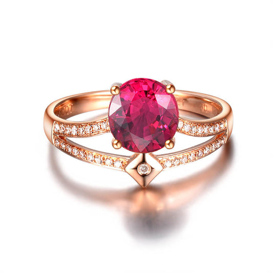 Red & Blue Tourmaline-Colored Gemstone Inlaid Zircon Ring – Elegant Women's Jewelry