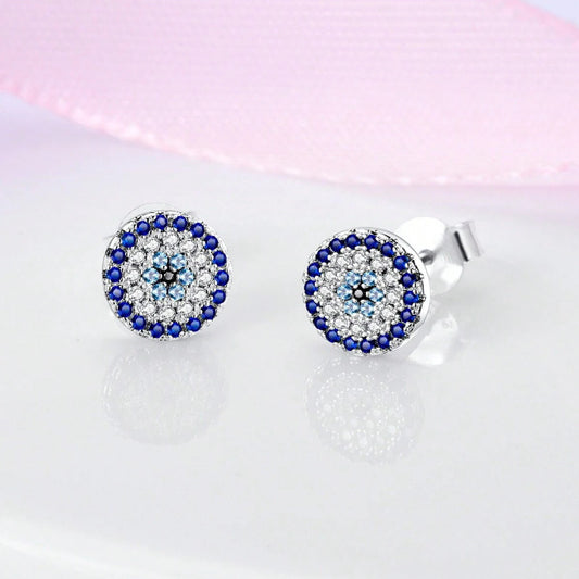 Retro Evil Eye Zircon Ear Studs – Compact & Elegant Statement Jewelry