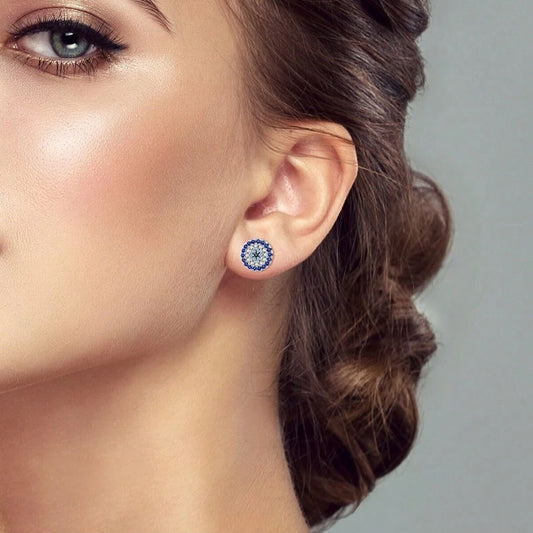 Retro Evil Eye Zircon Ear Studs – Compact & Elegant Statement Jewelry
