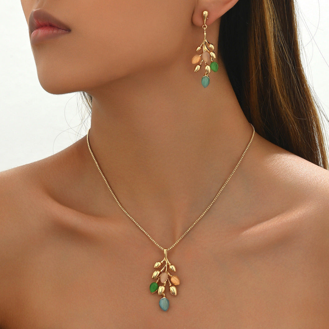 Women's Earrings Necklace Wheat Jewelry Set