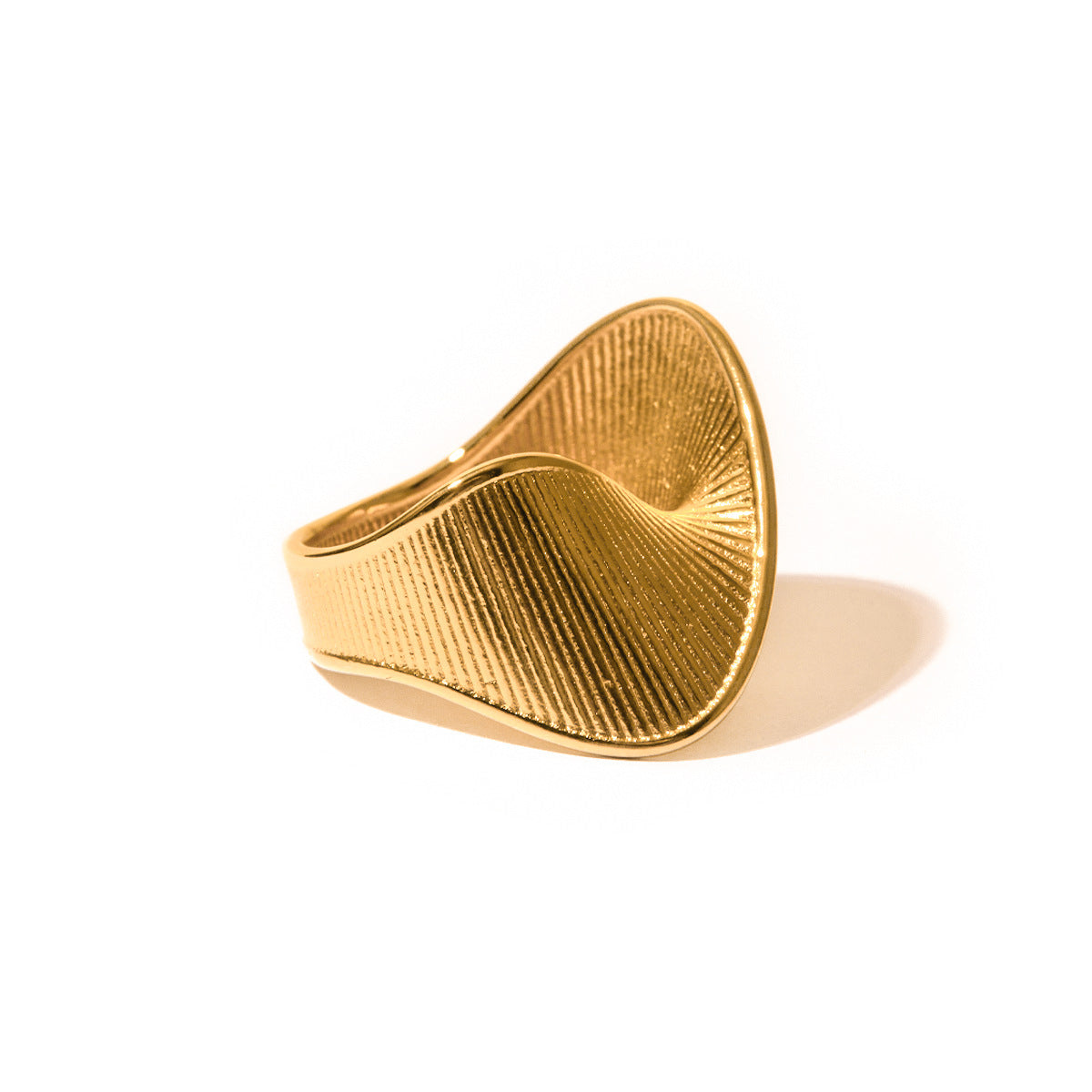 European & American 18K Gold-Plated Stainless Steel Striped Twist Ring
