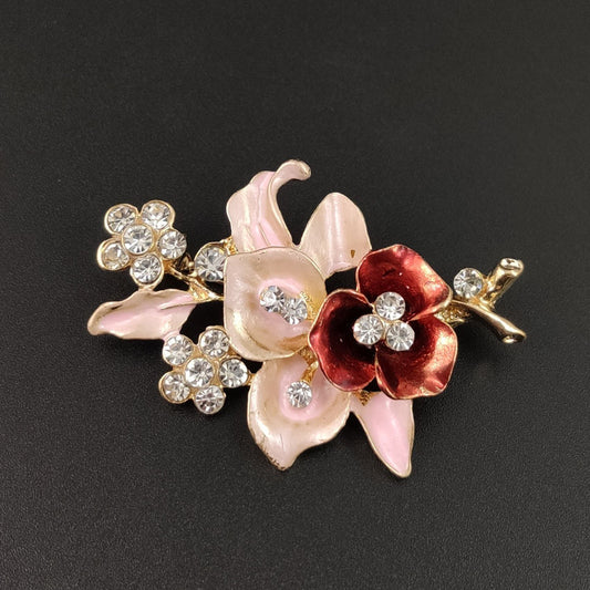 Handmade Diamond Flower Brooch – Oil Drip Corsage Pin for Women