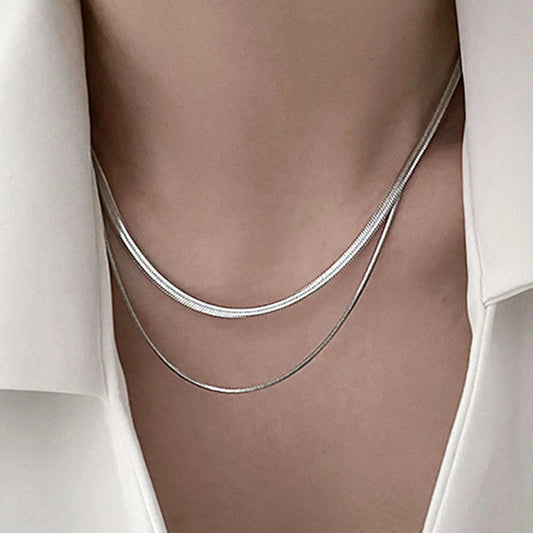 Double Layer Snake Chain Necklace — Gold Choker for Women