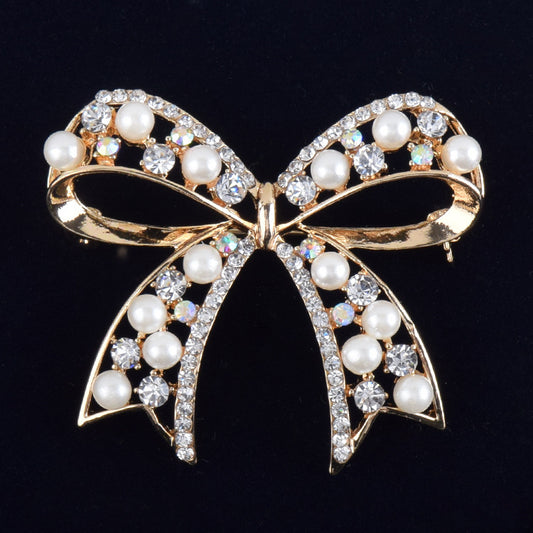 Graceful Bow Pearl Brooch – Elegant Women’s Fashion Accessory