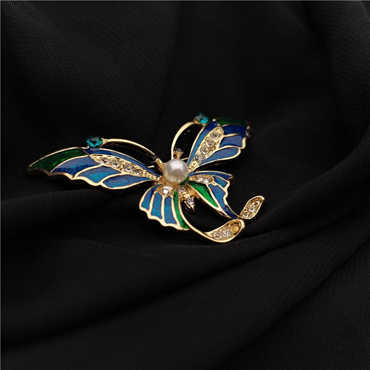 Retro Western Enamel Butterfly Brooch — Court Style