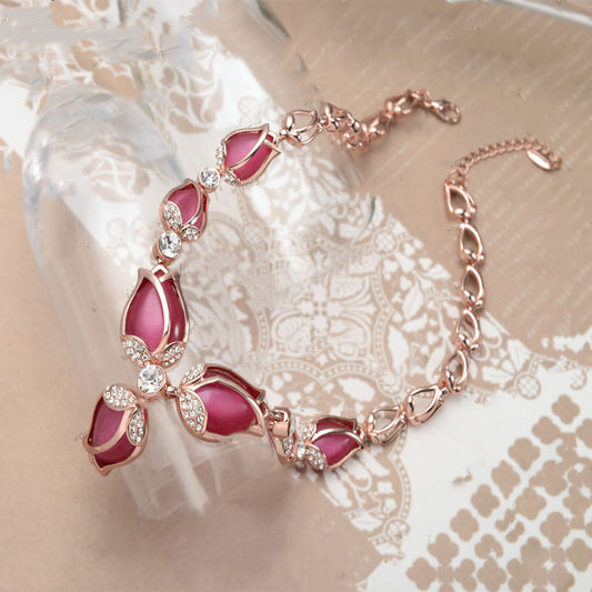 Tulip Elegance Necklace & Earrings Set – Gold-Tone Floral Luxury