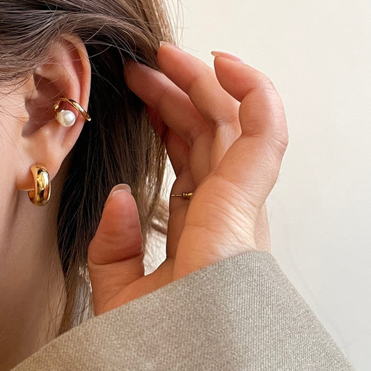 Two-Tone Vintage French Hoop Earrings